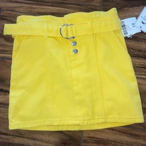 Forever 21 yellow jean paper bag skirt
